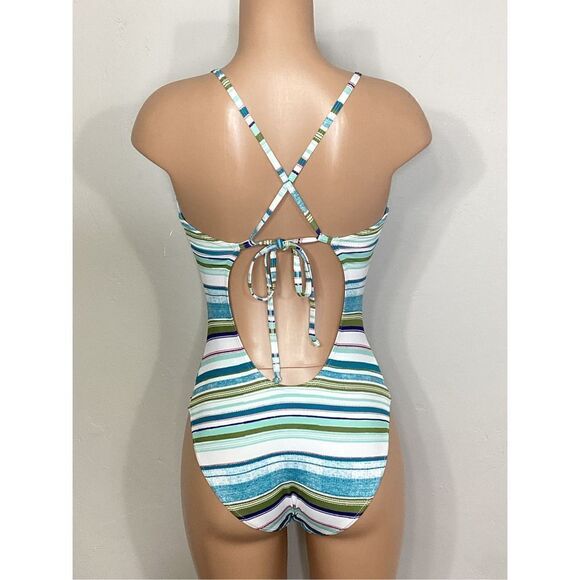 New. Splendid aqua stripe swimsuit. Normally $115 - Picture 4 of 6